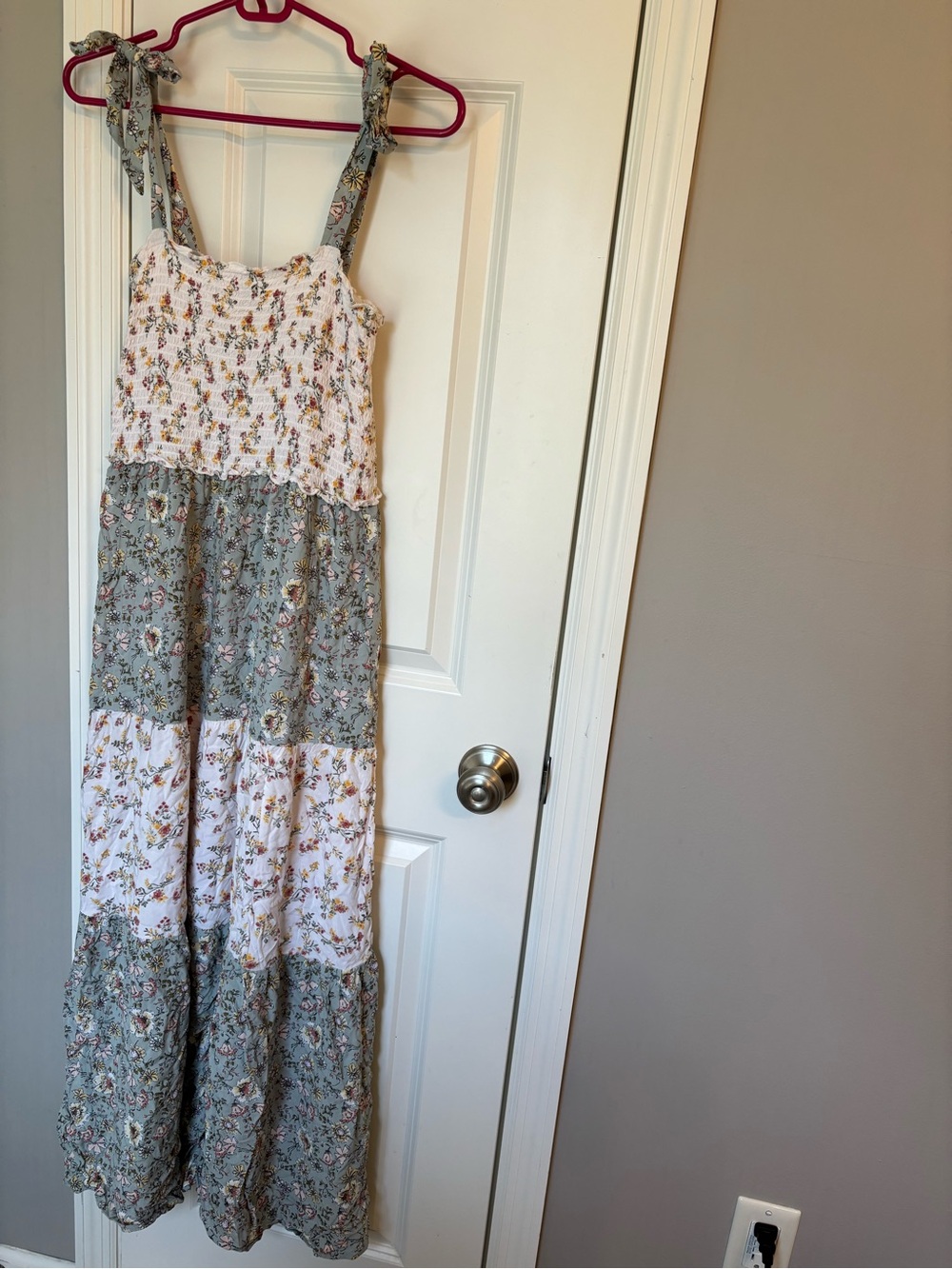 Floral Tiered Maxi Dress with Tie Straps